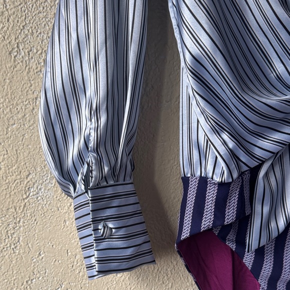 HAODOUYI Blue and Purple Striped V-Neck Bodysuit - Picture 5 of 7